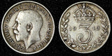Great Britain George V Silver 1913 3 Pence  KM# 813 (28 326)