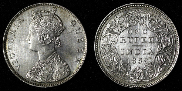 India-British Victoria Silver 1862 (B) Rupee Better Date aUNC KM# 473.1 (28 304)