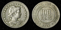 BRAZIL Copper-Nickel 1927 100 Reis Rio de Janeiro Mint KM# 518 (27 596)