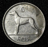 Ireland Republic Nickel 1934 6 Pence Irish Wolfhound Royal Mint-600,00 KM# 5 (8)