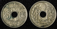 FRANCE Copper-Nickel 1917 25 Centimes No Dash Toned KM# 867a (28 112)