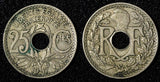 FRANCE Copper-Nickel 1917 25 Centimes No Dash Toned KM# 867a (28 112)