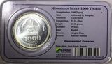 Mongolia Chinggis Khan Silver 2002 1000 Tugrik Mintage-17,000 AR- 0.9250 KM# 199