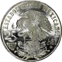 MEXICO Silver 1968 Mo  25 Pesos NGC MS67 Olympic Games Even Rings KM# 479.1 (8)