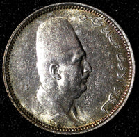 Egypt Fuad I Silver AH1342 1923 H 2 Piastres Heaton's Mint UNC KM# 335 (28 102)