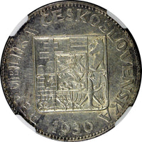 Czechoslovakia Silver 1930 10 Korun 30 mm NGC AU DETAILS KM# 15 (043)