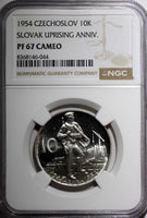 Czechoslovakia PROOF Silver 1954 10 Korun Slovak Uprising NGC PF67 UC KM# 40 (4)
