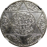 Morocco Yusuf Silver AH1331 (1913) 1/2 Rial NGC AU DET.PARIS BETTER DATE Y#32(0)