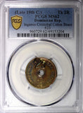 DOMINICAN REP. 19th 2 Real Token C/M Ingenio Cristobal Colon PCGS MS62 TOP GRADE