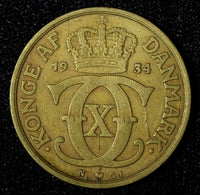 DENMARK Christian X 1934 N GJ 1 Krone Mintage-529,000 BETTER DATE KM# 824.2 (06)