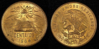 MEXICO  Bronze 1964 Mo 20 Centavos Red Toned UNC  KM# 440 (27 370)