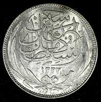 EGYPT OCCUPATION COINAGE Silver AH1335 / 1917 H 2 Piastres aUNC KM#317.2 (651)