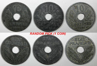 FRANCE Zinc 1941 10 Centimes WWII Issue XF+ KM# 898 RANDOM PICK (1 Coin) (938)
