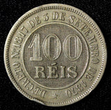 BRAZIL Pedro II Copper-Nickel 1888 100 Reis  KM# 483 (28 280)