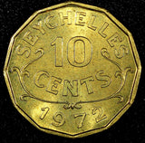 Seychelles Elizabeth II Nickel-Brass 1972 10 Cents Mintage-120.000 KM# 10 (986)