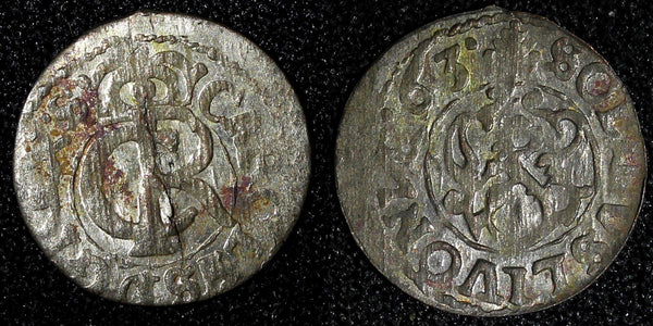 Livonia Riga CARL XI of Sweden (1660-1697)Silver 1663 Solidus,Schilling KM#55(3)