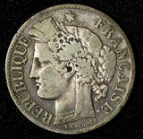 FRANCE Silver 1887 A 2 Francs Paris Mint 27mm KM# 817.1  (28 498)