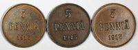 FINLAND Nicholas II Copper 1913 5 Penniä KM# 15 RANDOM PICK (1 COIN) (27 155)