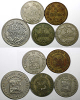 VENEZUELA LOT OF 5 COINS 1938-1964 5 Centimos , 12 1/2 Centimos VF-aUNC  (784)