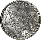 Morocco Mohammed V Silver AH1372 1953 100 Francs NGC MS63 Y# 52 (042)