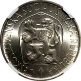 Czechoslovakia Silver 1965 10 Korun Jan Hus NGC MS66 Mintage-55,000 KM# 58 (5)