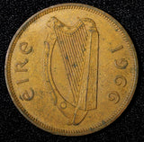 Ireland Republic Bronze 1966 1 Penny hen with chicks  KM# 11 (28 999)
