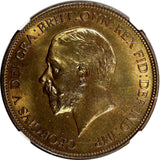 GREAT BRITAIN George V Bronze 1935 1 Penny NGC MS64 RB NICE TONING KM# 838 (05)