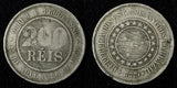 BRAZIL Copper-Nickel 1889 200 Reis 32 mm 1st Year Type KM# 493 (27 817)