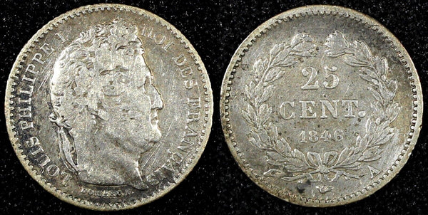 FRANCE Louis Philippe I Silver 1846 A 25 Centimes Paris Mint KM# 755.1 (24 700)