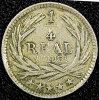 GUATEMALA Copper-Nickel  1901 H 1/4 Real  Heaton Mint Toned KM# 175 (24 566)