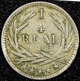 GUATEMALA Copper-Nickel  1901 H 1/4 Real  Heaton Mint Toned KM# 175 (24 566)