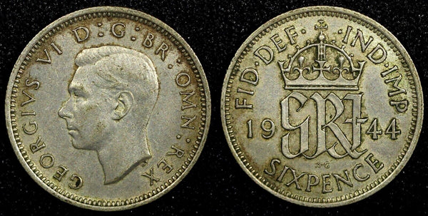 Great Britain George VI Silver 1944 6 Pence KM# 852 (24 239)
