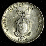 Philippines Silver 1944 D 20 Centavos Denver Mint Light Toning KM# 182 (28 476)
