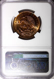 Mexico Bronze 1966 Mo  20 Centavos NGC MS66 RB TOP GRADED GEM BU KM# 440 (014)