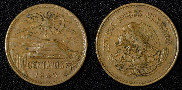 Mexico ESTADOS UNIDOS MEXICANOS Bronze 1946 Mo 20 Centavos  KM# 439 (27 589)