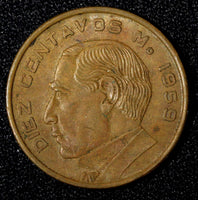 Mexico Brass 1959 10 Centavos Benito Juárez KM# 433 (27 854)