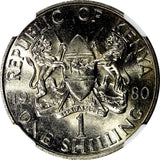 KENYA Daniel Toroitich Arap Moi 1980 1 Shilling NGC MS65 TOP GRADED KM# 20 (037)
