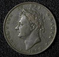 Great Britain George IV Copper 1829 Farthing KM# 697 (28 236)