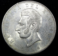 Ecuador Silver 1944 Mo 5 Sucres Mexico Mint 37.8 mm; 25g. WWII KM# 79 (26 639)