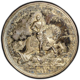 RUSSIA Silver 1708 MEDAL Battle of Lesnaya  PCGS MS63 TOP GRADED VERY RARE (59)