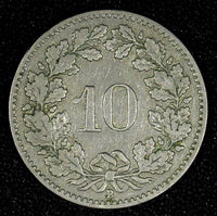 Switzerland Copper-Nickel 1907 B 10 Rappen Libertas KM# 27 (27 238)