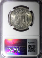 SPAIN Francisco Franco Nickel 1949 (50) 5 Pesetas NGC MS62 KM# 778 (047)