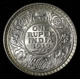 India-British George V Silver 1919 (C) Rupee Calcutta Mint aUNC KM# 524 (28 833)