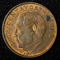 Mexico Brass 1959 10 Centavos Benito Juárez KM# 433 (27 855)