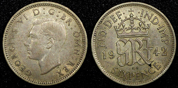 Great Britain George VI Silver 1942 6 Pence KM# 852 (24 192)