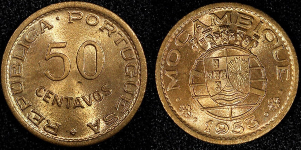 Mozambique Portuguese Colony Bronze 1953 50 Centavos UNC KM# 81 (24 118)