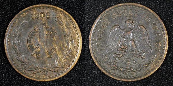 Mexico ESTADOS UNIDOS MEXICANOS Bronze 1906 1 Centavo narrow date KM# 415 (879)