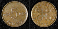 Finland Copper 1963 5 Penniä 1st Year Type  KM# 45 (28 093)