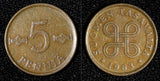 Finland Copper 1963 5 Penniä 1st Year Type  KM# 45 (28 093)