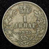 Yugoslavia 	Alexander I Nickel-Bronze 1925 1 Dinar KM# 5 (24 531)
